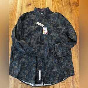 Robert Graham SCOTT classic fit Men's Paisley button down Shirt dark teal 3X 3XL